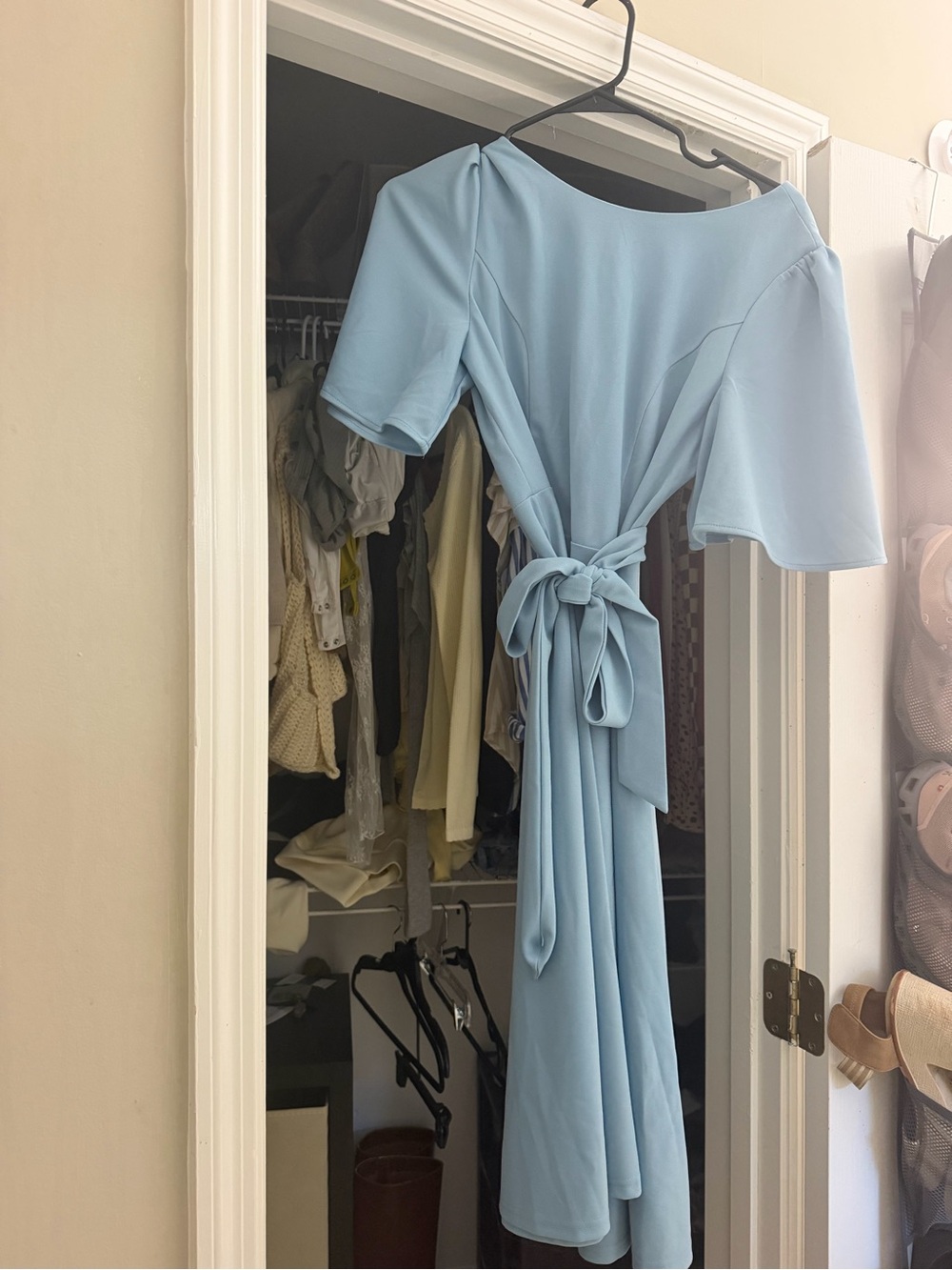 Light Blue Tie-Back Midi Dress by